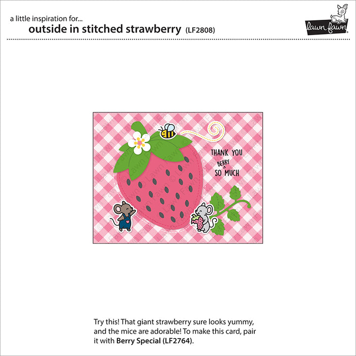 outside in stitched strawberry