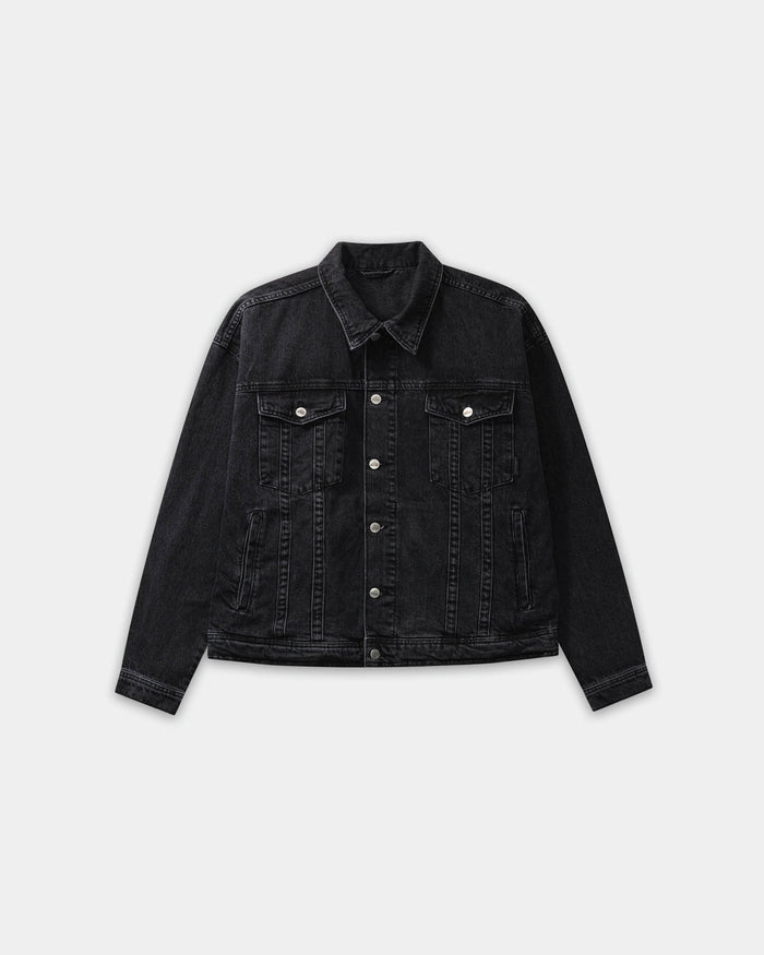 Oversized Denim Jacket, Men - Black