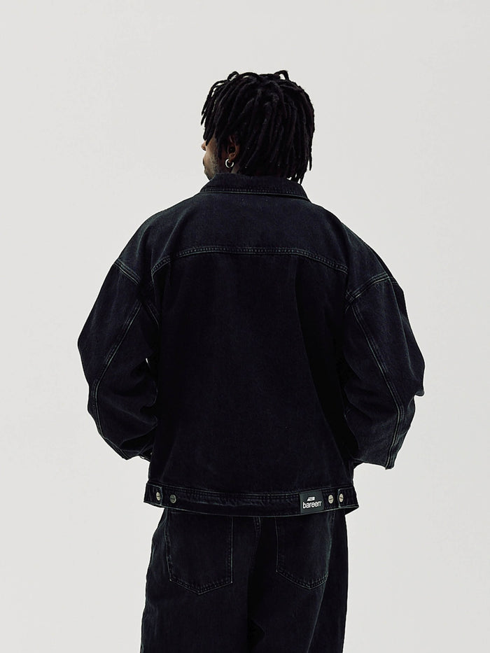 Oversized Denim Jacket, Men - Black