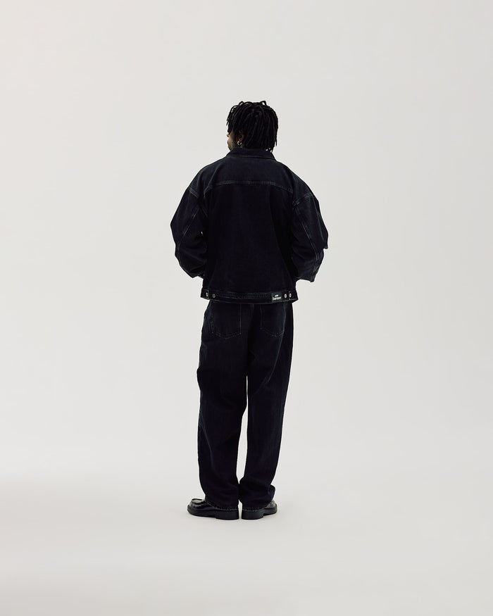 Oversized Denim Jacket, Men - Black