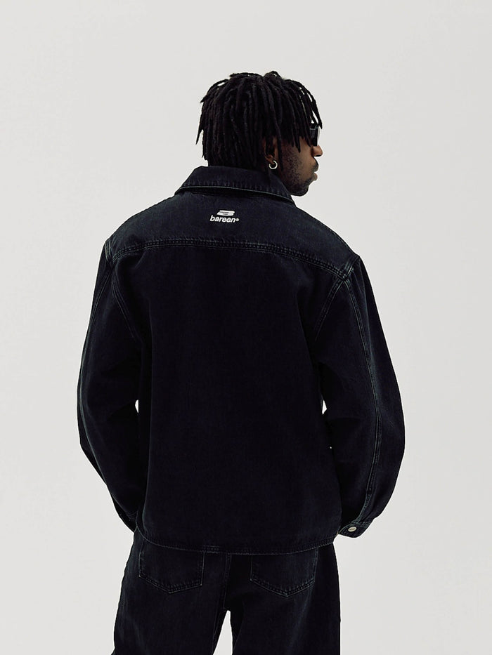Oversized Denim Shirt, Men - Black