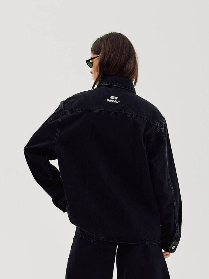 Oversized Denim Shirt, Women - Black