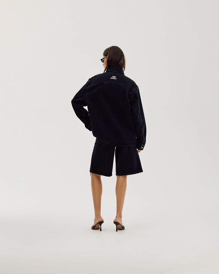 Oversized Denim Shirt, Women - Black