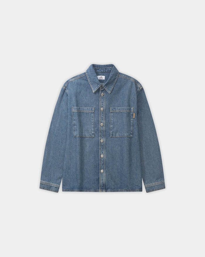 Oversized Denim Shirt, Women - Faded Blue