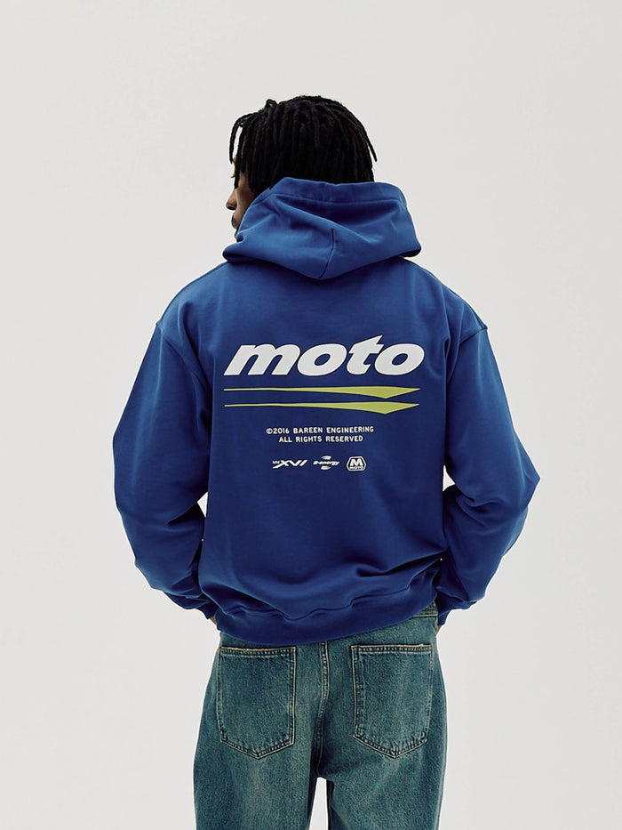Oversized Hoodie, Men - Moto - Cobalt Blue