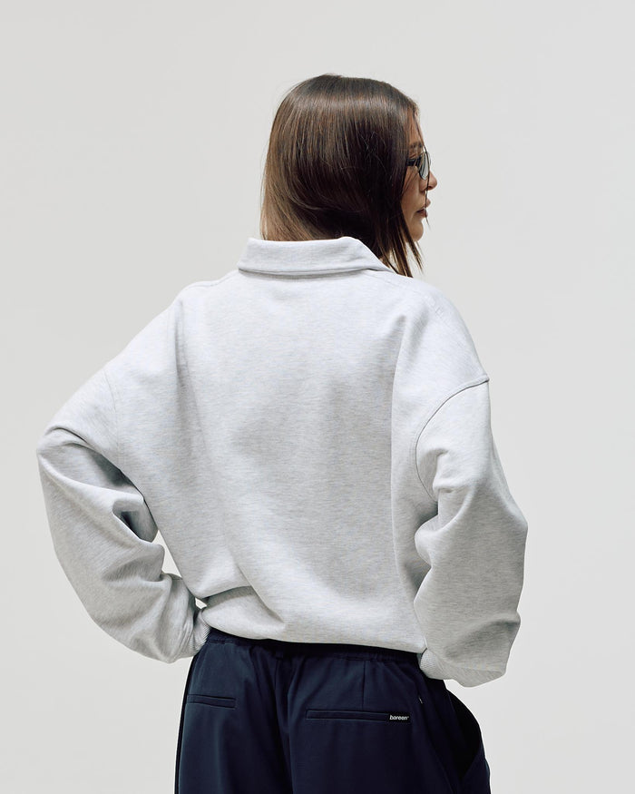 Oversized Polo Crewneck, Women - Cloudy Grey