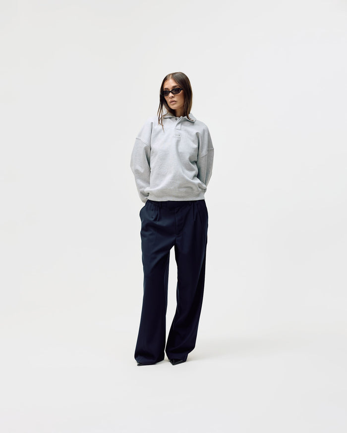 Oversized Polo Crewneck, Women - Cloudy Grey
