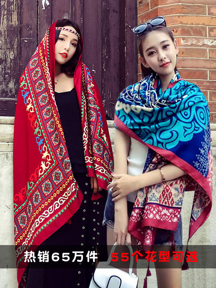 oversized sunscreen shawl women's summer thin outside air conditioning scarves  beach scarf.