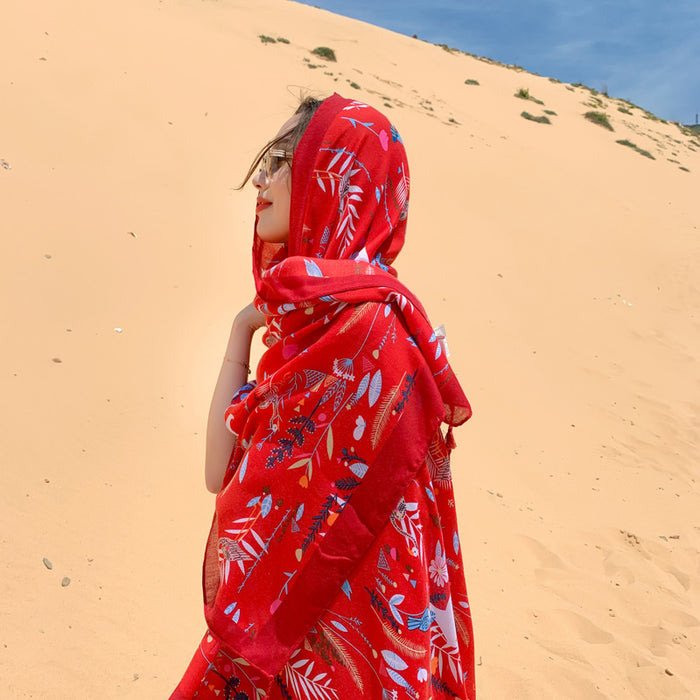 oversized sunscreen shawl women's summer thin outside air conditioning scarves  beach scarf.