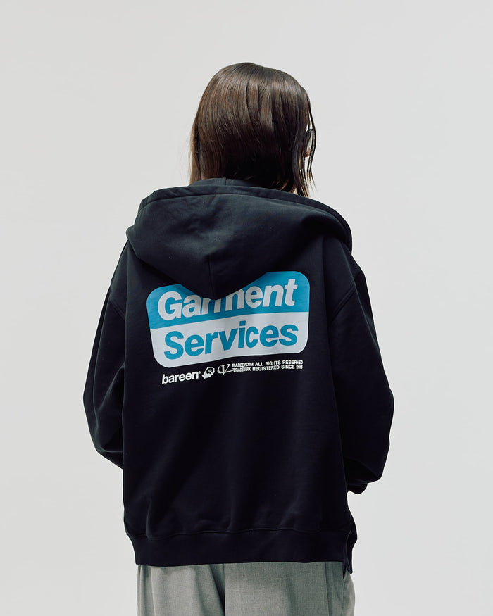 Oversized Zip Hoodie, Women - Garment Services - Black