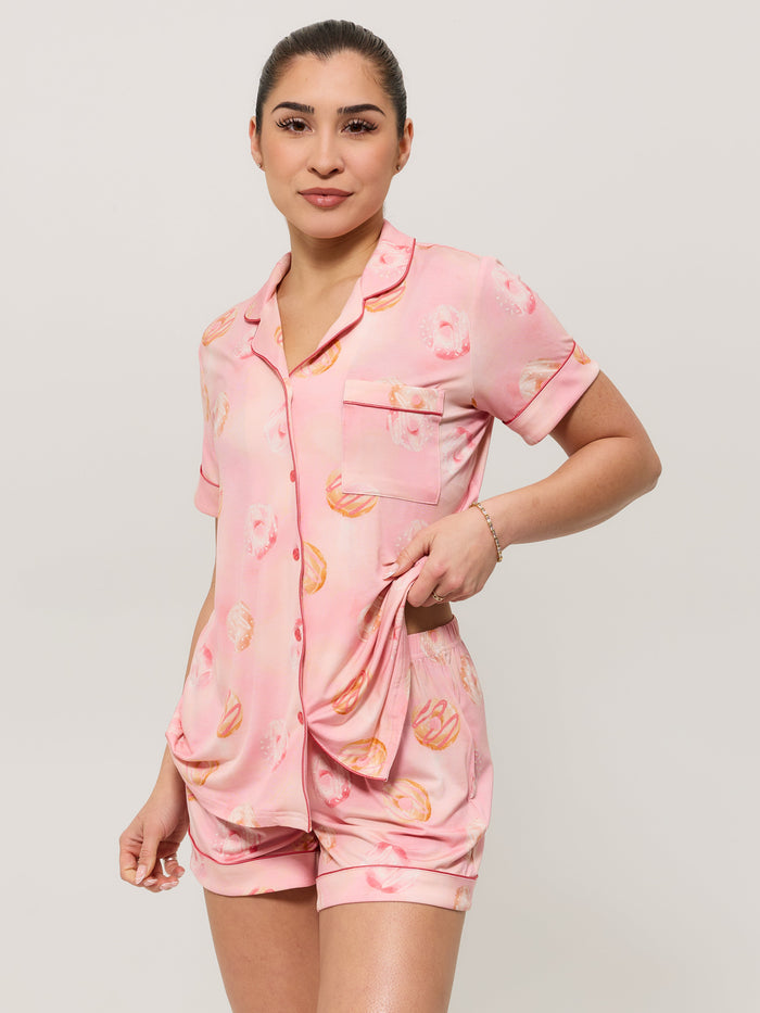Pajama Shorts Set - Donut Print