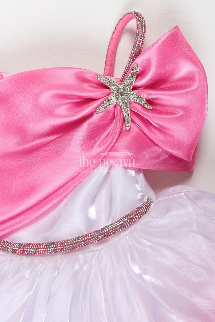 The Nesavu Girls Fancy Party Frock Party Frock for Girls with Ombré Satin and Star Bow Detail Nesavu Nesavu girls satin party frock ombr skirt glitter bow  ideal birthdays special events