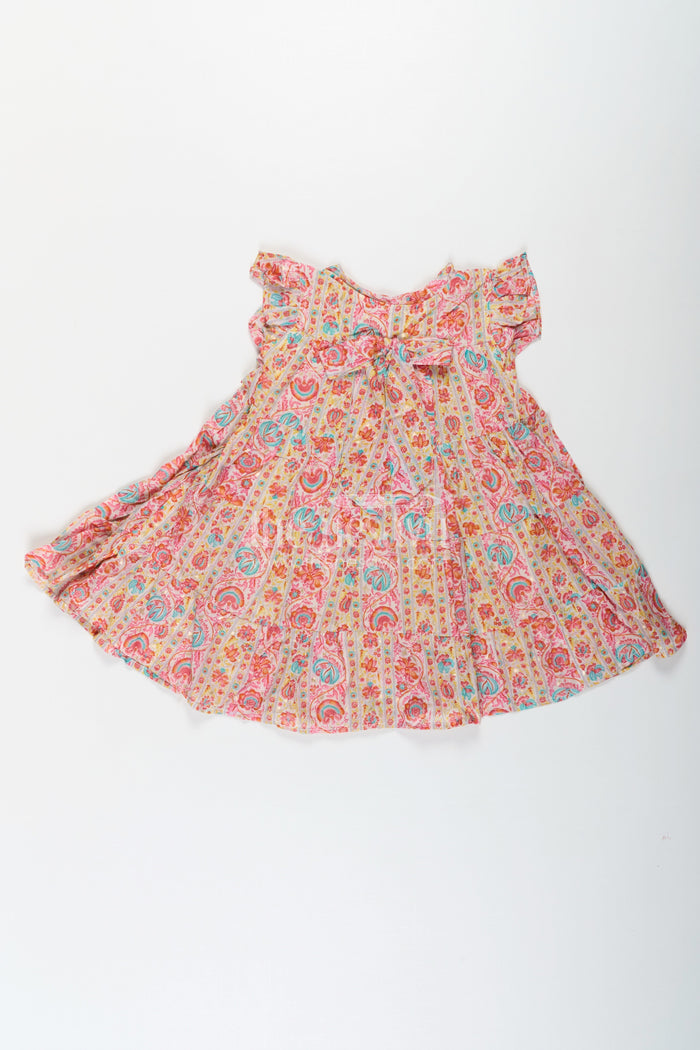 The Nesavu Girls Cotton Frock Party Frock for Toddler Girls in Cotton with Floral Digital Print and Ruffle Detailing Nesavu Nesavu Party Frock Toddler Girls Cotton Floral Digital Print Ruffled Sleeves