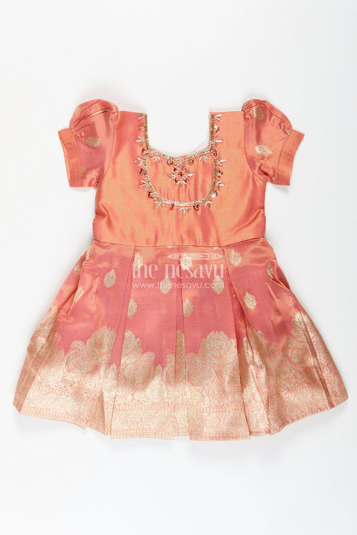 The Nesavu Silk Frock Pattu Frock For Baby Girl Naming Ceremony Nesavu Nesavu South Indian Pattu Frock Girls Zari Embroidery Naming Ceremony Functions