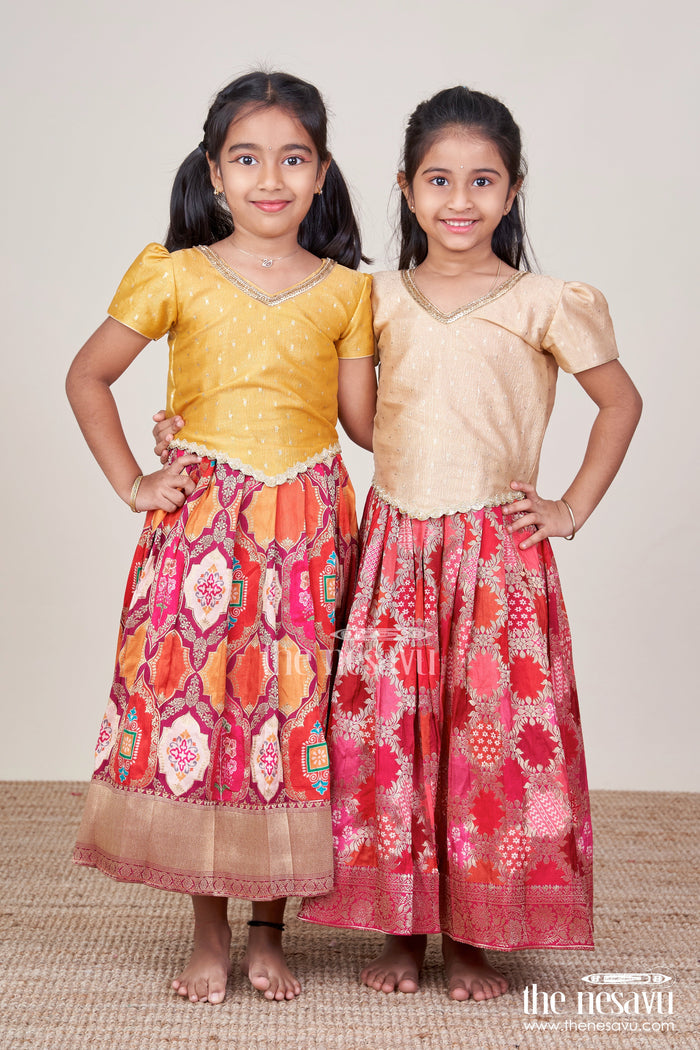 The Nesavu Pattu Pavadai Pattu Pavadai for Baby Girl for Weddings and Naming Ceremonies Nesavu Nesavu baby girl pattu pavadai banarasi silk naming ceremonies traditional weddings