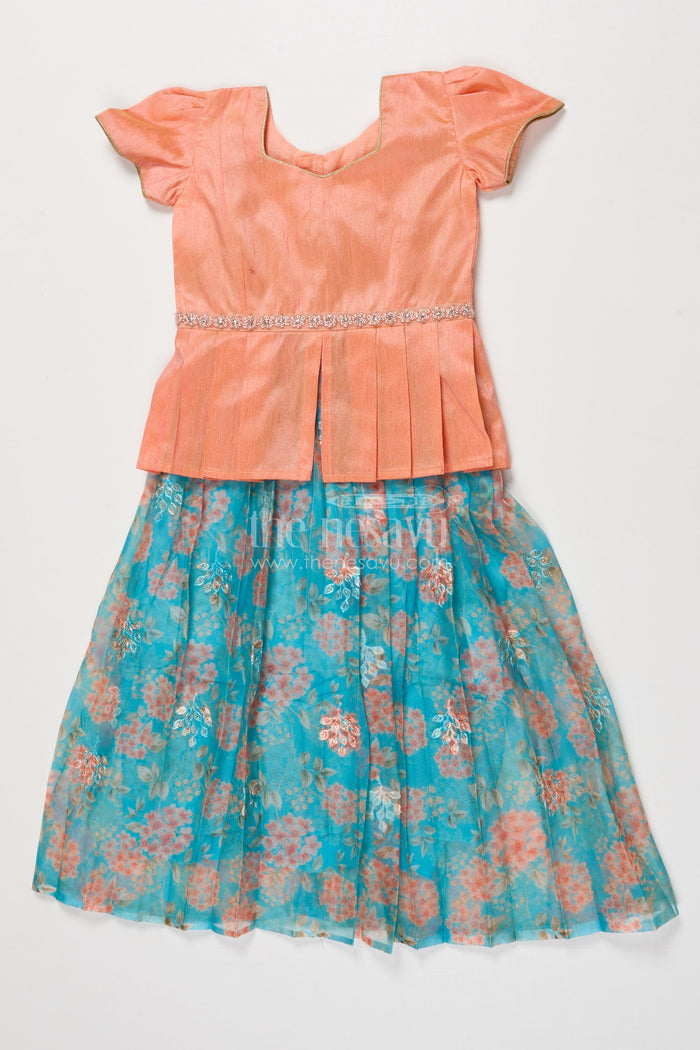 The Nesavu Pattu Pavadai Pattu Pavadai for Baby Girl’s Festive and Temple Occasions Nesavu 18 (2Y) / Orange GPP351A-18 Nesavu baby girl pattu pavadai tissue silk raw silk yoke traditional festivals