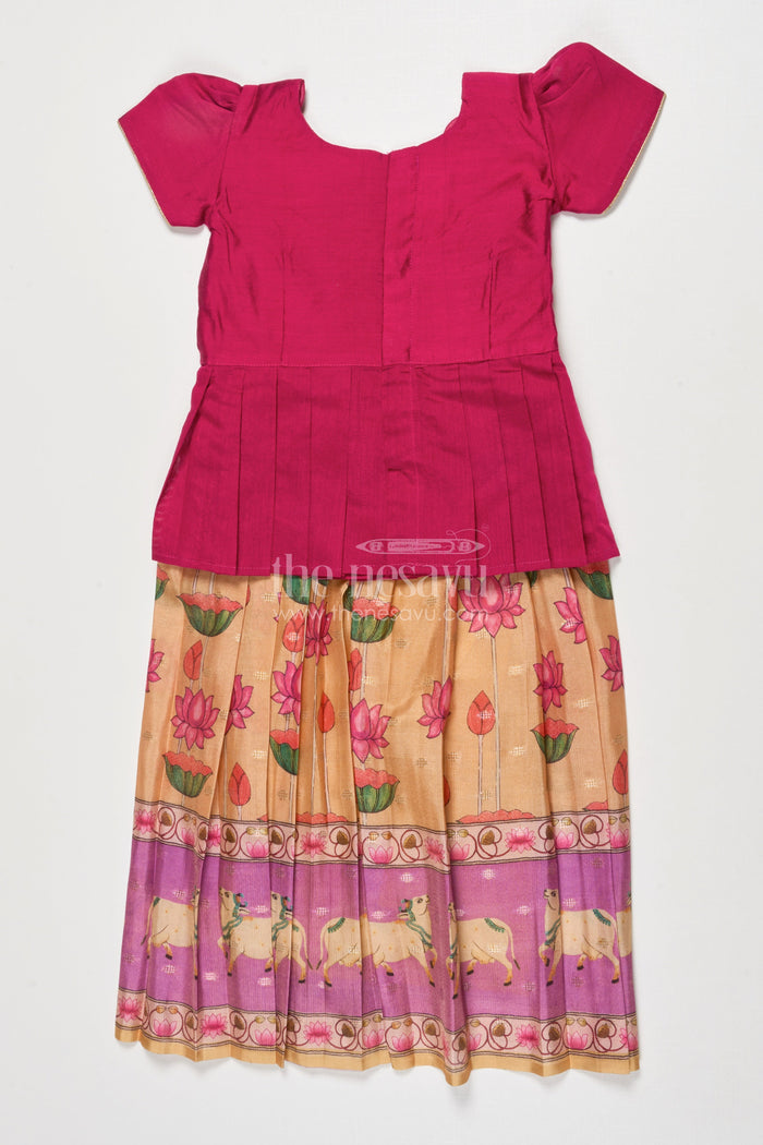 The Nesavu Pattu Pavadai Pattu Pavadai for Baby Girl’s First Festival or Traditional Ceremony Nesavu Nesavu baby girl pattu pavadai chanderi yoke traditional festivals naming ceremonies