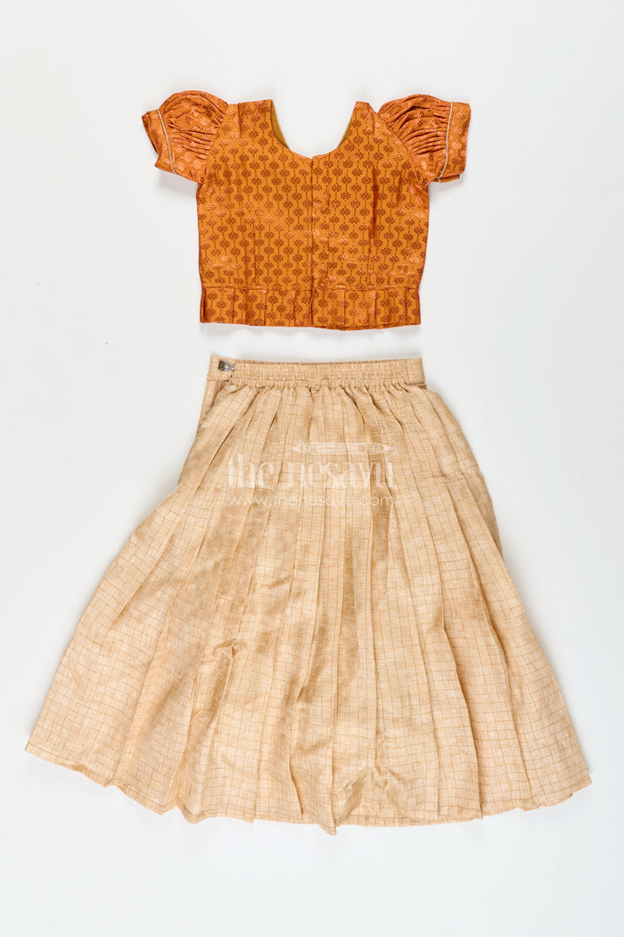 The Nesavu Pattu Pavadai Pattu Pavadai for Toddler Girls Ideal for Temple Visits and Cultural Programs Nesavu Nesavu pattu pavadai toddler girls semi-banaras yoke  perfect temple visits ethnic school events