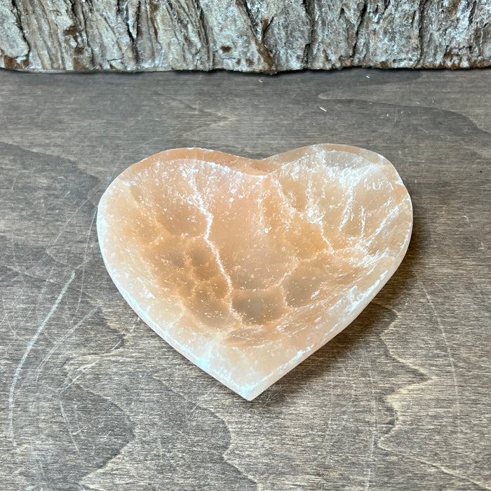 Peach Selenite Heart Bowl