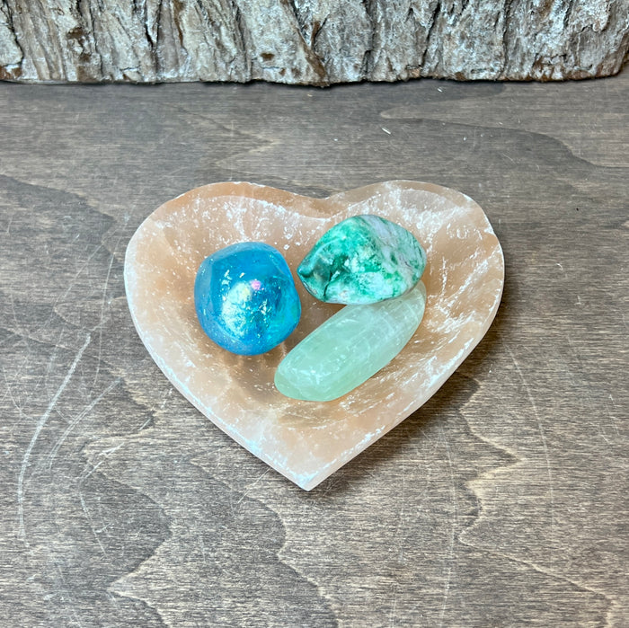 Peach Selenite Heart Bowl