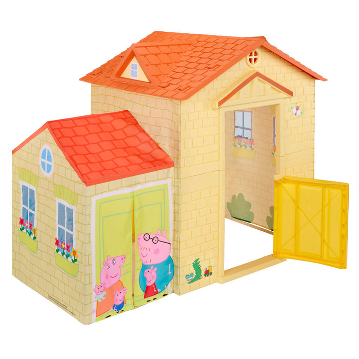 Toy house with Peppa Pig characters on a white background