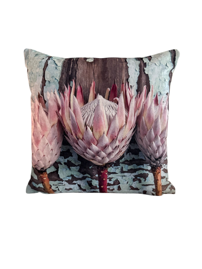 Peppermint Protea Lux Velvet Pillow