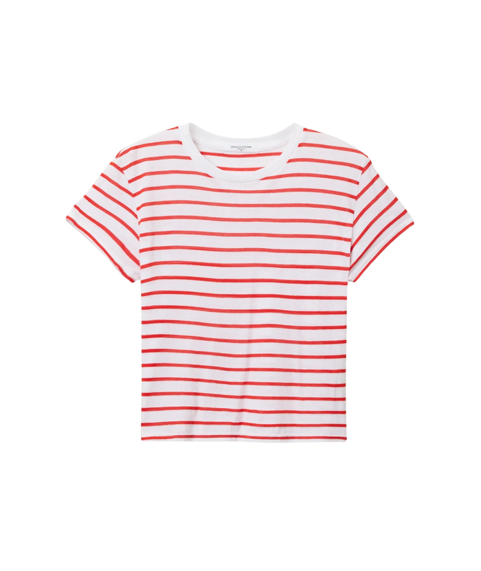 Perfect White Tee Women Everett Jersey Stripe Boxy Crew Tomato Distressed/seasonal womens Perfect White Tee Striped Juniors/Women XS