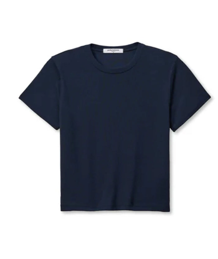 Perfect White Tee Women Fitz Viscose Rib Crew Tee Womens Casual Tops Perfect White Tee Navy Juniors/Women XS