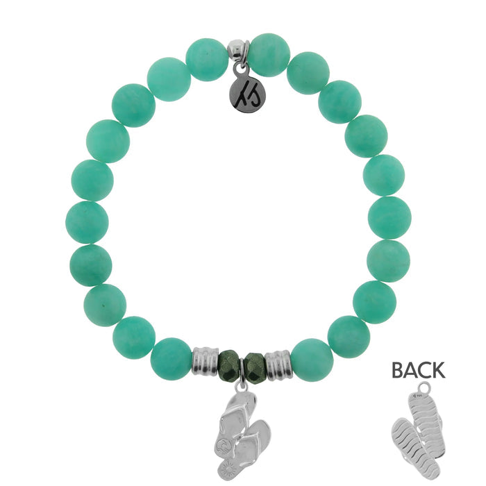 Peruvian Amazonite Stone Bracelet with Flip Flop Sterling Silver Charm
