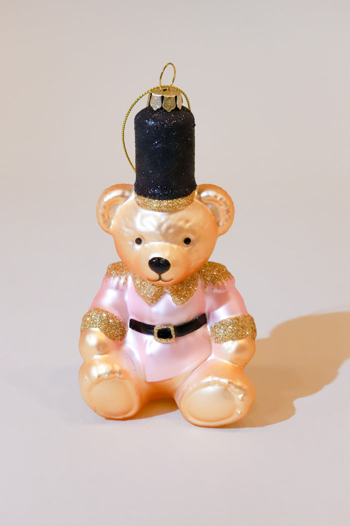 Pink Bear Glass Ornament