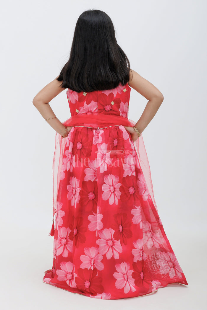 The Nesavu Girls Lehenga Choli Pink Chinon Silk Lehenga Choli Set for Girls Nesavu Pink Chinon Silk Lehenga Choli Set for Girls - Nesavu
