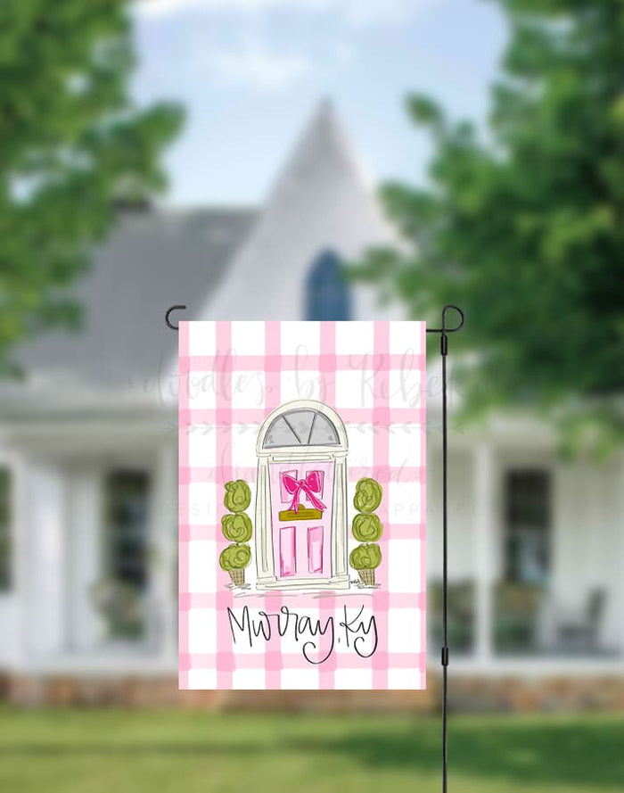 Pink Door *Custom Town* Garden Flag - Garden Flag