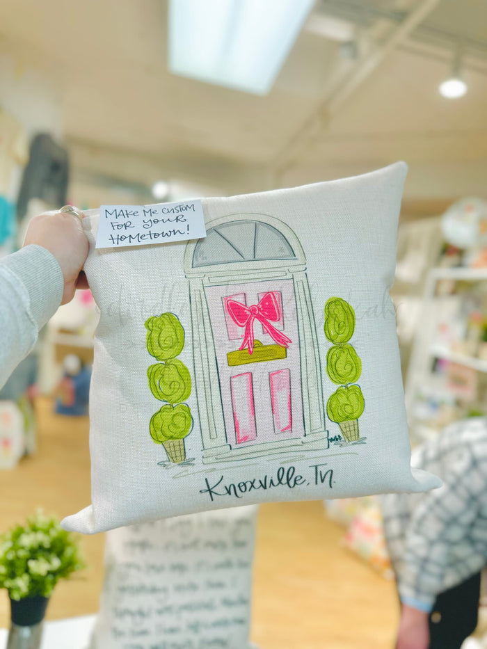 Pink Door *Custom Town* Square Pillow - Pillow