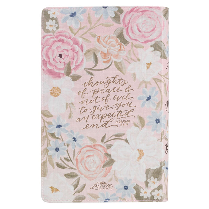 Pink Floral Faux Leather Giant Print Standard-Size King James Version Bible with Thumb Index