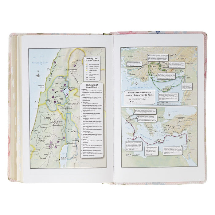 Pink Floral Faux Leather Giant Print Standard-Size King James Version Bible with Thumb Index