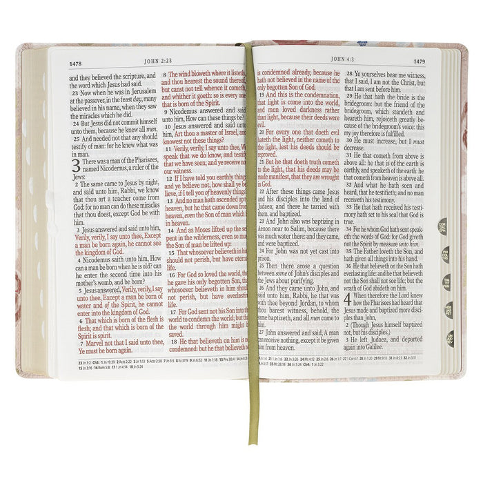 Pink Floral Faux Leather Giant Print Standard-Size King James Version Bible with Thumb Index