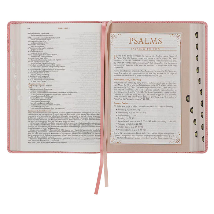 Pink Magnolia Faux Leather Spiritual Growth Bible