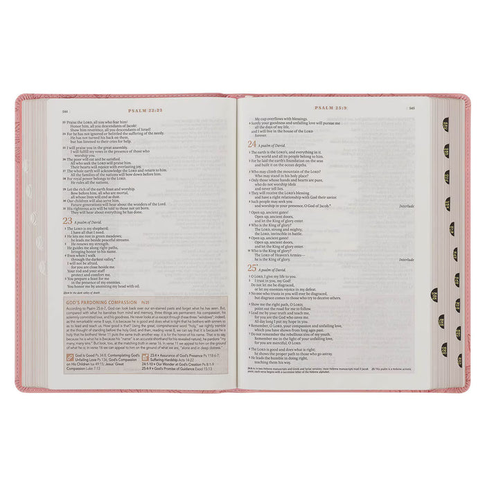 Pink Magnolia Faux Leather Spiritual Growth Bible