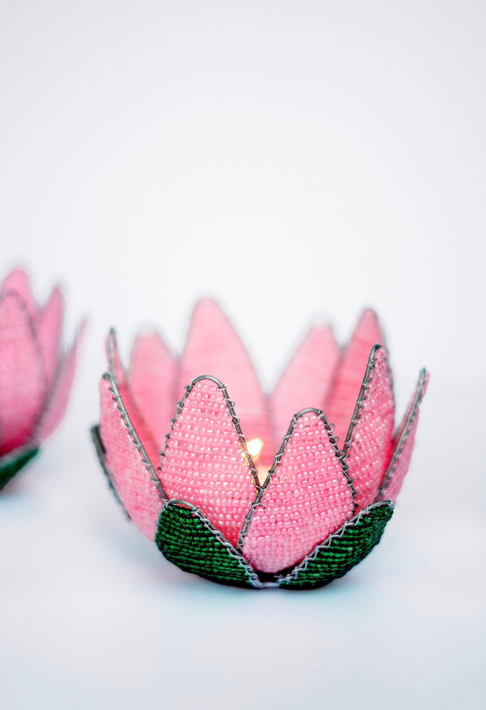 Pink Protea Tea Light Holder