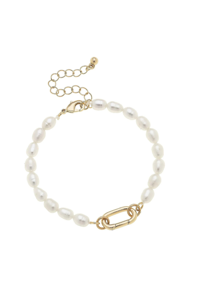 Piper Freshwater Pearl Charm Bracelet Base in Ivory