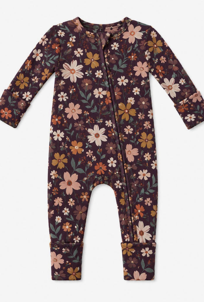 Plum Floral Zip Pajamas