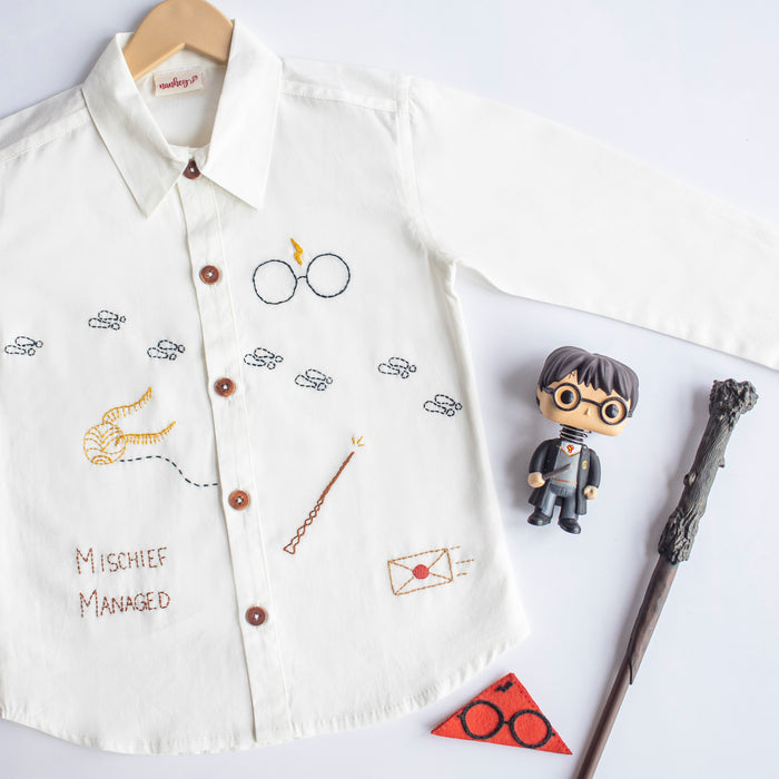 Potter - Magic Inspired Embroidered Unisex Shirt - White (1-10 Years)