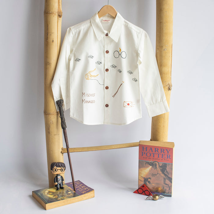 Potter - Magic Inspired Embroidered Unisex Shirt - White (1-10 Years)