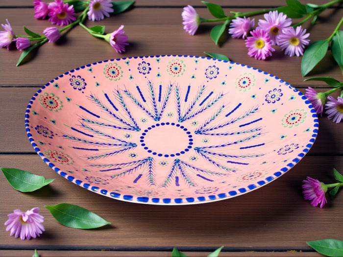 Potters Large Pink Oval Fruit Bowl