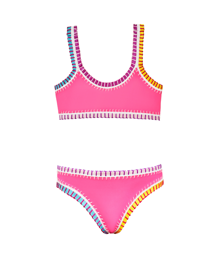 PQ Girls Sporty Rainbow Embroidered Bikini Distressed/seasonal accessories PQ Girls Hot Pink Y/6