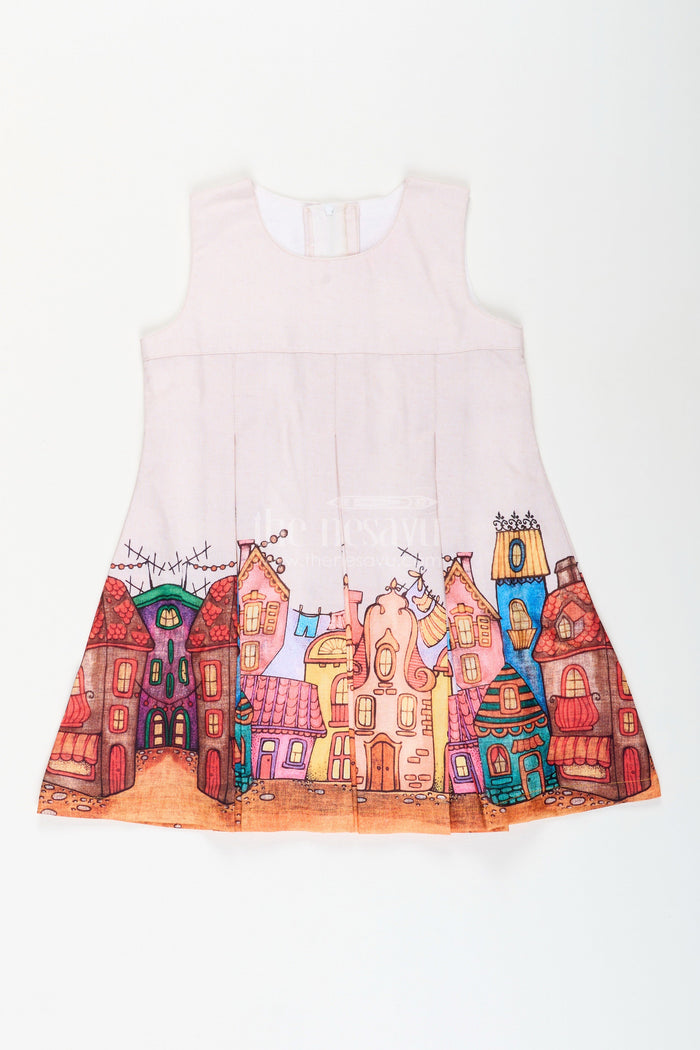 The Nesavu Printed frock with jacket set for toddler girls for festive gatherings Nesavu Nesavu toddler girl frock printed skirt jacket festive events winter occasions