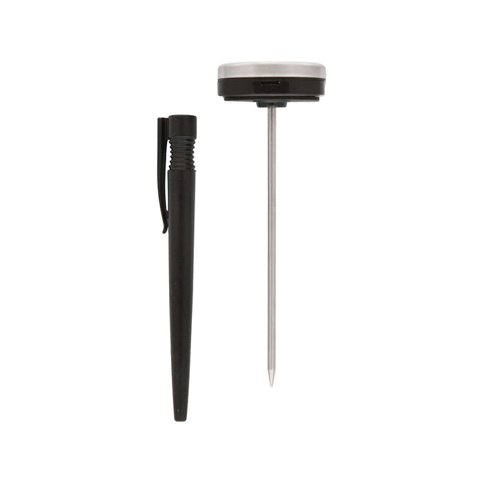 PRO digital instant read thermometer with protective sheath beside salmon fillet on a baking tray