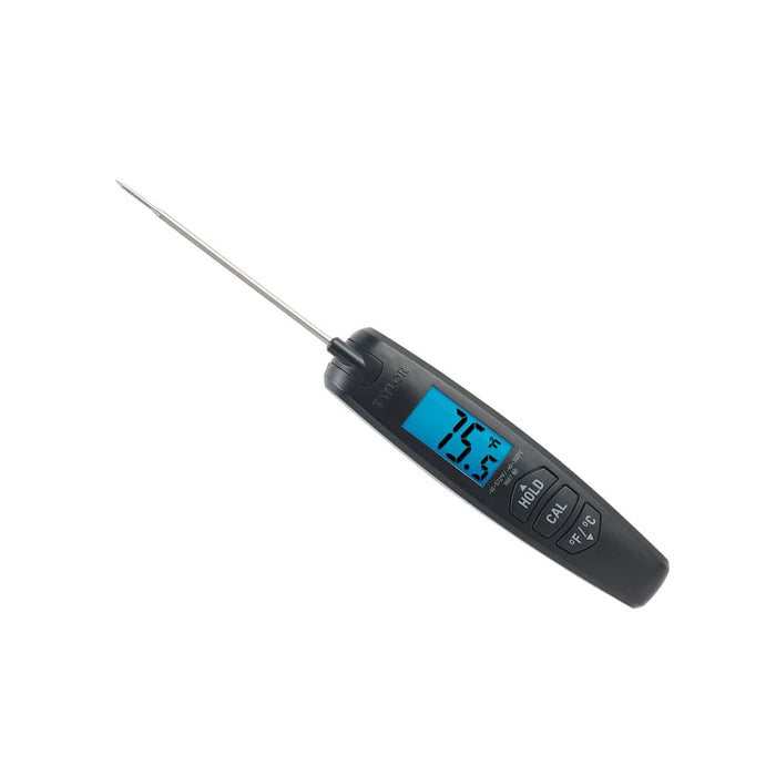 PRO Digital Turbo Read Thermocouple Thermometer with a long stainless steel probe and blue backlit display