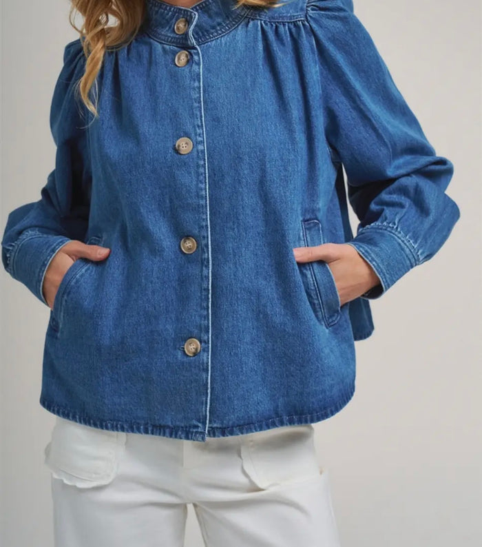Puff Sleeve Denim Jacket