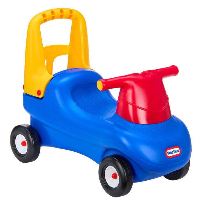 Push and Ride Racer with a yellow handle and red accents on a white background